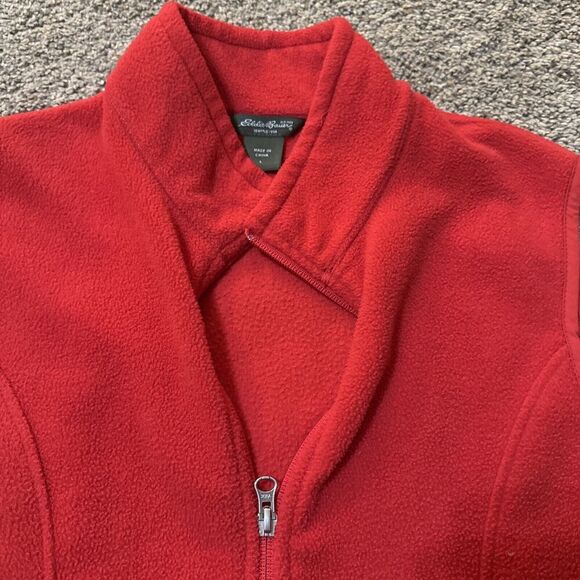 Eddie Bauer Women L Polartec Fleece Vest Red Full Zip Outdoor Hiking Gorpcore - Picture 2 of 8
